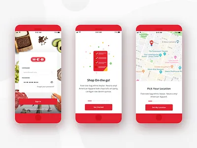 H-E-B Delivery Mobile App - Onboarding app design delivery delivery app food food app grocery grocery app mobile app mobile app design red ui ux ui design