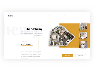 MIWN - Luxury Apartments adobe adobexd apartments black black white real estate ui ux design website website banner yellow