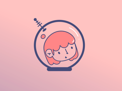 Astronauta designer doodle girl illustration illustrator logo pink power vector wacom