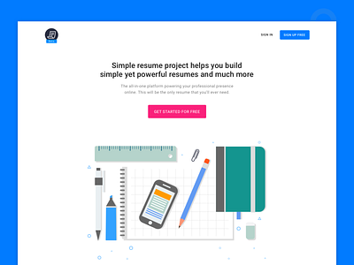 Landing Page banner book clean cv design flat hero landing page resume sketch ui ux design website