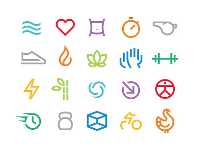 VASA Fitness Icons brand cycle fitness gym icon illustration illustrator lift mark sneaker sports vector yoga