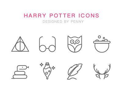 harry potter line icons deer design harrypotter icon illustration line owl snake ui