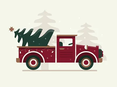 Christmas Haul christmas illustration snow tree truck vintage winter