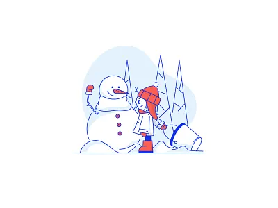 Christmas illustration #2 christmas design girl character illustration lineart snowman