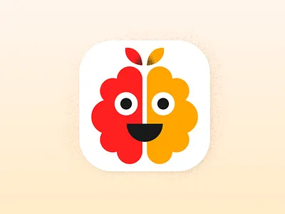 Snackient Icon Design app icon brain logo brand identity face logo food app friendly shapes game logo design red seniors smile ui yellow