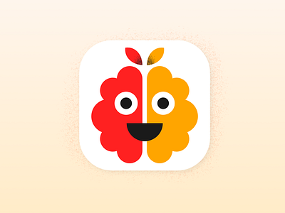 Snackient Icon Design app icon brain logo brand identity face logo food app friendly shapes game logo design red seniors smile ui yellow