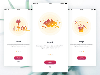 Cinemaghar Onboarding Screen app cinema colorfull design icon logo magic minimal movies music type ui ux vector web yellow