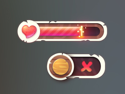 UI red button game health heart icon progress bar switcher ui wood