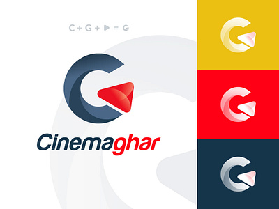 Monogram Logo Concept animation app cinema color colorfull design film flat icon illustration logo minimal movie music studio type typography ux vector yellow