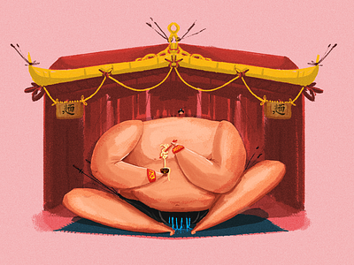 Sumo cartoon fat food sumo sumowrestler