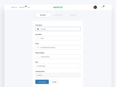 Workruit Platform: Profile Settings hiring hr interaction job platform ui ux website