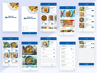 Taste of Mediterranean App Redesign Concept blue blue and white design designs food and drink food app food art login page mediterranean ui user experience user interface ux