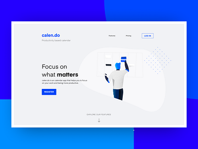 Daily UI 003 - Landing Page app blue calendar calendar app clean daily daily 100 design homepage illustration interface landing landing page product productivity ui ui design