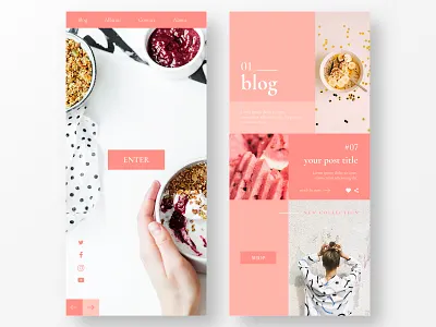 Personal Blog in Mobile Version app blog blog cover blog design brand branding clean design food food app identity ios logo minimal mobile ui ui daily ux web website