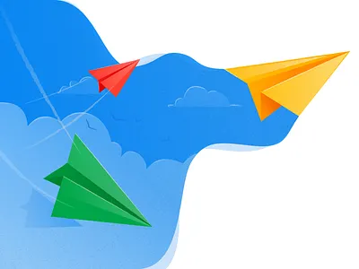 Paper Planes 2d aeroplane airplane art colourful creative design flight grain illustration paper paper art planes sky texture vector wavey