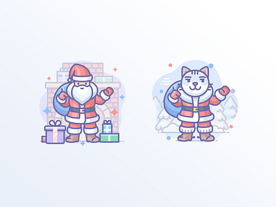 Santa and Cat cat christmas frost icojam icons new year santa santa claus santacat scenarium xmas