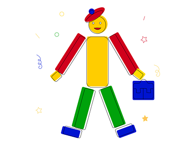 Happy businessman bag blue businessman character green illustrator man red simple yellow