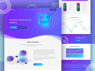Cryptoion Landing Page bitcoin branding crypto crypto currency crypto exchange crypto trading crypto wallet cryptocurrency design design ui ethereum illustration landing page ui uidesign user experience user interface ux design web ui