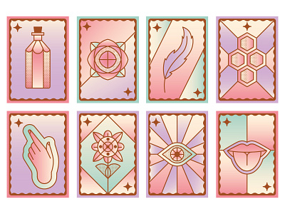 Sensorium bottle eye feather flower gradient icon hand icon illustration tongue vector