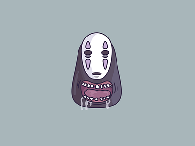No-Face flat icon illustration jamilla grannetia kaonashi line art noface studio ghibli vector art