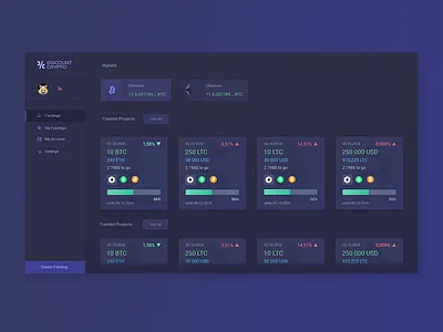 crowdfunding cryptocurrency platform 3 2d app clean color design flat graphic design illustration minimal simple ui ux vector web website