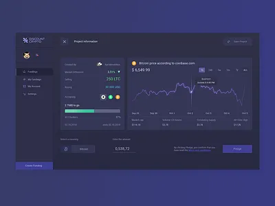 Crowdfunding cryptocurrency platform 2 2d app clean color design flat graphic design illustration minimal simple ui ux vector web website