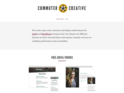 Commuter Creative bicycle blog desktop grey jekyll landing page themes wesbite white wordpress