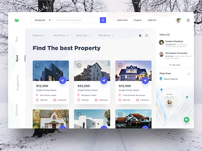 Web concept buy contacts homepage house mail mail app map view property rent rental app residential website website banner