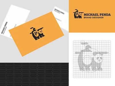 Michael Penda - Personal Branding animal bear brand identity geometric icon illustration joust knight logo monogram panda shield