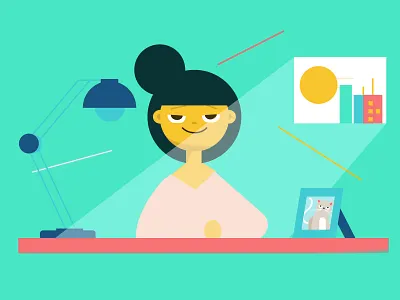 Morning Productivity character desk flat hustle illustration minimal morning productivity shapes