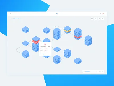 Host 2.5d cloud console design host isometric drawing server ui web