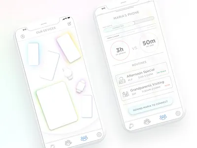 A family's tech usage colorful connect devices family gradient report routines sketch smart home ui usage ux