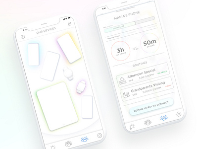 A family's tech usage colorful connect devices family gradient report routines sketch smart home ui usage ux