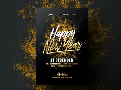 New Year Flyer Template club creative design flyer template flyer templates gold graphic design illustration invitation card new year new year flyers photoshop poster psd