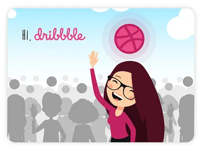 Hi Dribbble community excitement first shot illustration my avatar vector