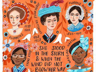 Powerful Women by Caroline Bonne Muller children book illustration editorial editorial illustration elizabeth i emmeline pankhurst florence nightingale illustration kidslitart powerful women