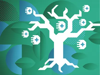 Profit Prophets 2019 branches coins consumerism geometric illustration leaves money nature report tree trend trends vector