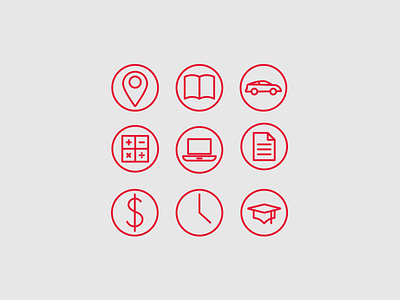 Rutgers Icons book calculator car clock college computer finance graduation graduation cap icon laptop map money notes paperwork parking payment time university watch