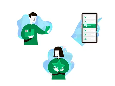 "Asapasa" - Illustrations app boy delivery girl hand illustration interface like man notification phone ui ux woman