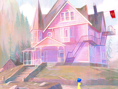 Pink Palace coraline fanart gouache illustration laika painting pinkpalace tribute