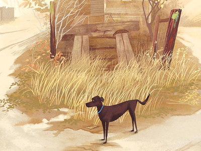 Spences Bridge animationart art canada cream digitalpainting dog environment illustration landscape painting yellow