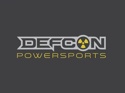 Defcon Powersports Logo Design atomic atv caution danger defcon design fallout grunge harley logo logotype motor motorcycle nuclear off road powersports radiation radioactive typography warning