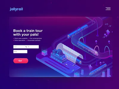 Landing Page For A Train Tour @dailyui bonding design friends holiday team travel app ui userinterface ux web