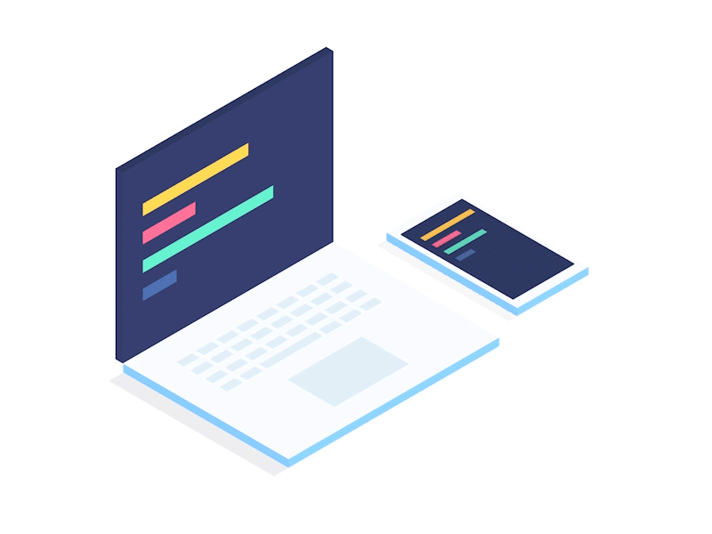 Laptop & Phone 3d animated c4d cinema 4d flat illustration isometric laptop minimalism motion phone screens technology