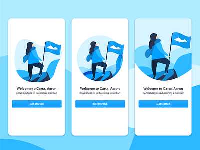 Welcome Screen app carta financial fintech flag illustration interface mobile mountain onboarding people screen ui ui ux