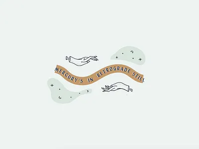 Retrograde blue design fun gold hand illustration magic mercury retrograde typography vector