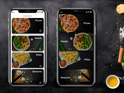 Restaurant App - WIP app dark app dark colors dark ui design food app invision studio invisionapp invisionstudio mobile mobile app mobile app design pizza restuarant sketch sketch app typography ui ux wip