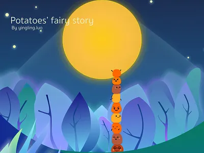 Moon day of potatoes drawing