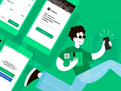"Asapasa" - Illustrations. app appstore boy city delivery illustration iphone man phone run town