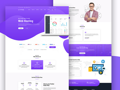 HostingLab homepage Four analytics clean cloud domain gradient gradients hosting illustration isometric landing landing page design laptop platform server solution typography ui ux vector website